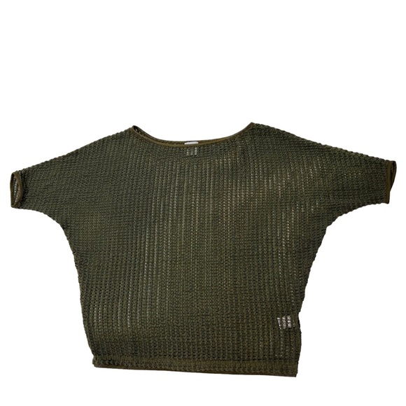 SW3 Bespoke Short Sleeve Oversize Fishnet Tunic Top Cover Up Dark Green size S - Picture 7 of 15